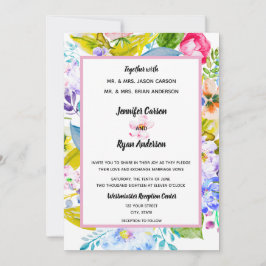 Convite de Casamento Romântico Floral Rosa Moderno