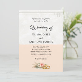Convite de Casamento Romântico Floral Rústico Rosa