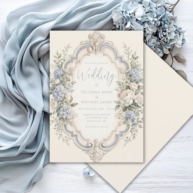 Convite de Casamento Romântico Floral Vintage Eleg (Criador carregado)