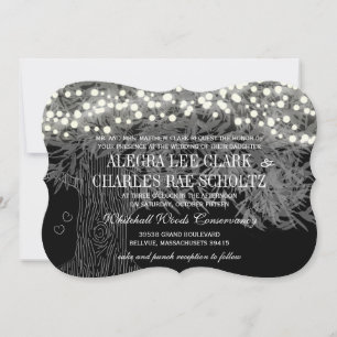 Convite de Casamento Romântico Floresta Quadro Neg