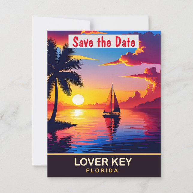 Convite de casamento romântico Lover Key Florida (Frente)