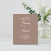Convite de Casamento Romântico Marrom Elegante