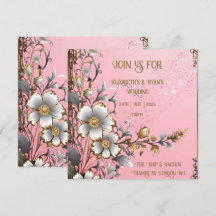 Convite de Casamento Romântico Rosa Floral Caprich