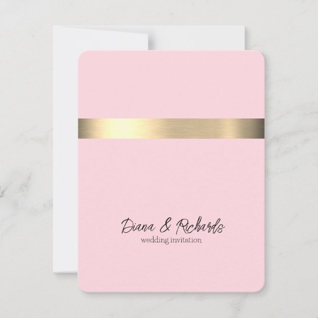 Convite de Casamento Rosa Algodão Doce com Folha d (Frente)
