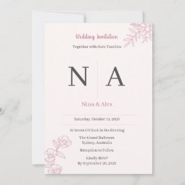 Convite de Casamento Rosa Bege
