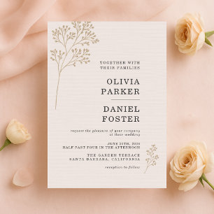 Convite de Casamento Rosa Bege Baby's Breathe
