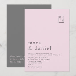 Convite de Casamento Rosa Bege Minimalista