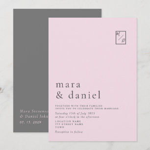 Convite de Casamento Rosa Bege Minimalista
