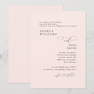 Convite de Casamento Rosa Bege para Noiva Pais Mod