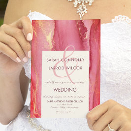 Convite de Casamento Rosa Brilhante de Trendy Abst