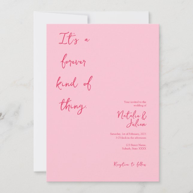 Convite De Casamento Rosa Brilhante Whimsical (Frente)