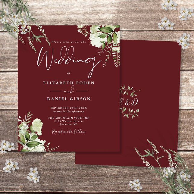 Convite de Casamento Rosa Carvalho Verdejante Econ (Budget Greenery Rosewood Pink Wedding Invitation)