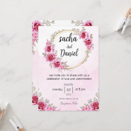 convite de casamento rosa, Celebração do Amor