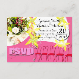 Convite de Casamento Rosa Chiclete RSVP