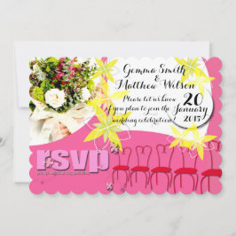 Convite de Casamento Rosa Chiclete RSVP