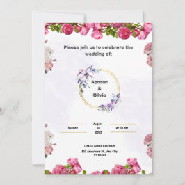 Convite de Casamento Rosa com Aquarela Estética