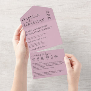 Convite de casamento rosa com convite de data de s
