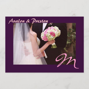 Convite de Casamento Rosa com Monograma Elegante A