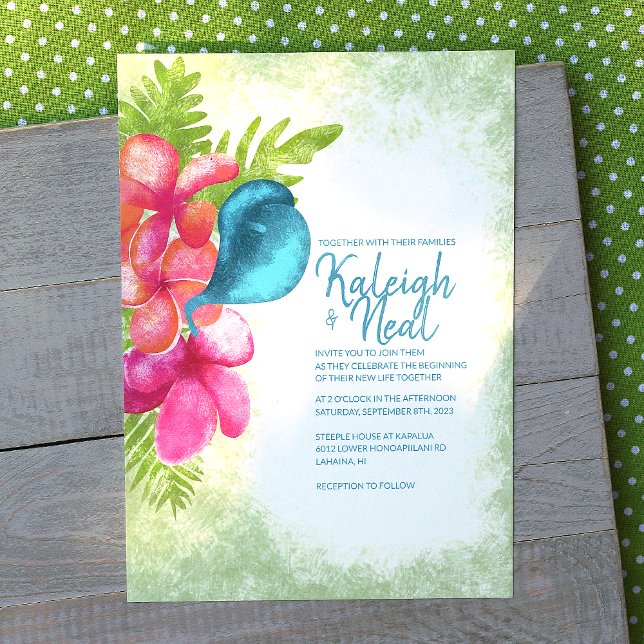 Convite de Casamento Rosa, Coral, Turquesa Tropica (tropical teal calla lily, coral orange, pink plumeria flowers wedding invitations)