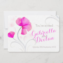 Convite de casamento rosa de flor silvestre de aqu