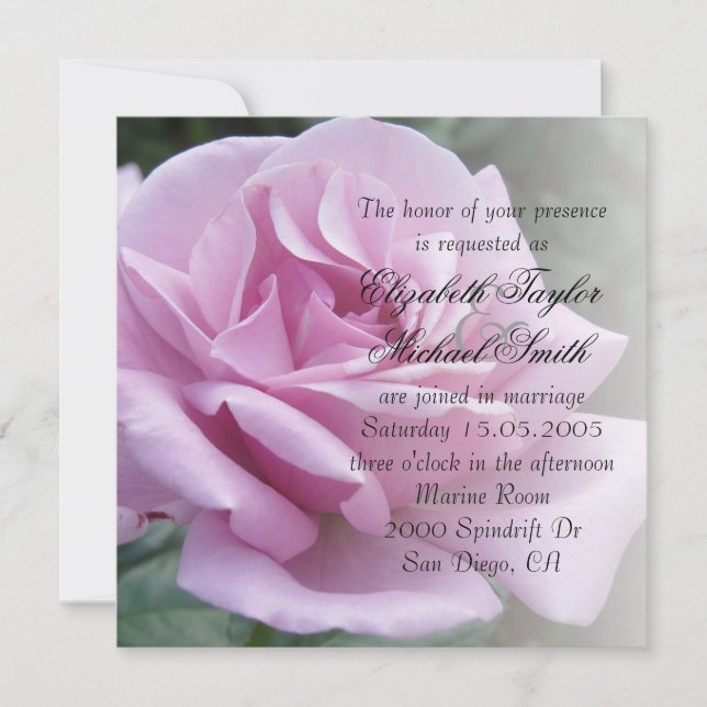 Convite de casamento Rosa de luxo Elegante (Frente)
