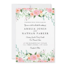 Convite de Casamento Rosa Doce Aquarela Pêssego
