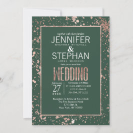 Convite de casamento Rosa Dourado de placas de tin