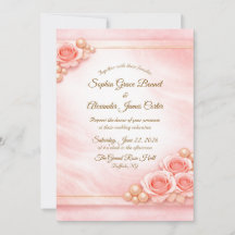 Convite de Casamento Rosa e Pérola