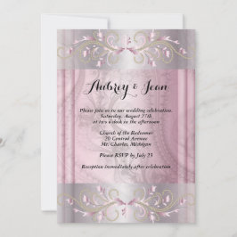 Convite de casamento rosa e prata