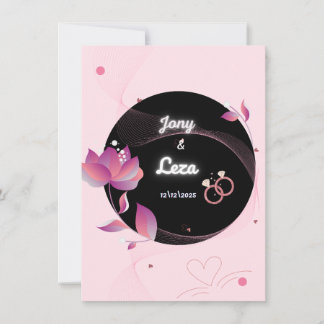 Convite de casamento rosa e preto