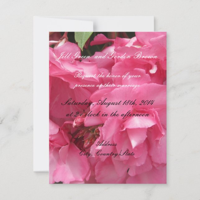 Convite de Casamento Rosa Elegante (Frente)