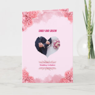 Convite de casamento rosa elegante