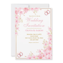 Convite de Casamento Rosa Elegante Cerejeira Rosa