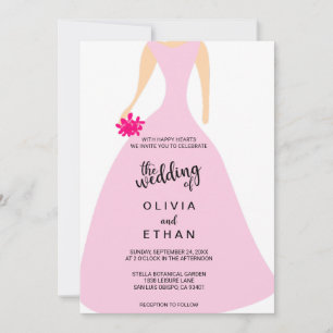 Convite de casamento rosa elegante florido