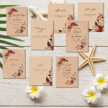 Convite de Casamento Rosa Elegante Moderno Tropica