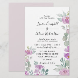 Convite de casamento Rosa Eucalyptus Com Aquarela 
