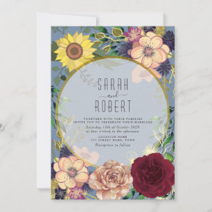 Convite de Casamento Rosa Floral Pêssego Rústico