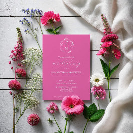 Convite de Casamento Rosa Fúcsia com Código QR