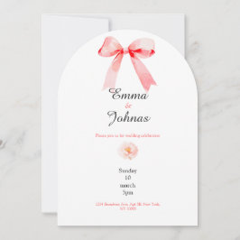 convite de casamento rosa laço chic