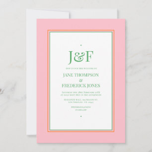 Convite de Casamento Rosa, Laranja e Verde