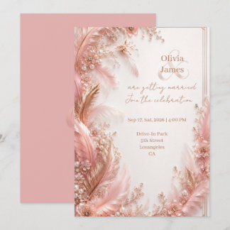 Convite de Casamento Rosa Luxuoso