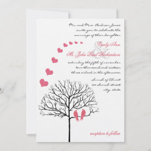 Convite de Casamento Rosa Madressilva Pássaros Vin