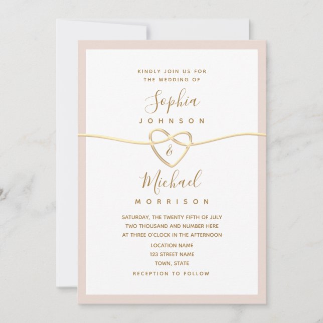 Convite de Casamento Rosa Minimalista (Frente)