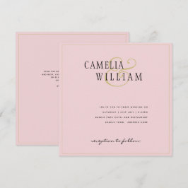 Convite de Casamento Rosa Moderno Acanhado