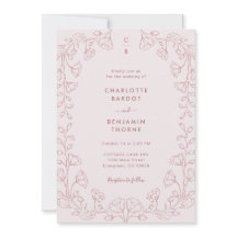 Convite de Casamento Rosa Monogramado