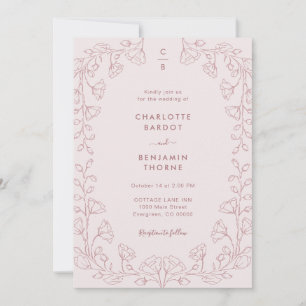 Convite de Casamento Rosa Monogramado