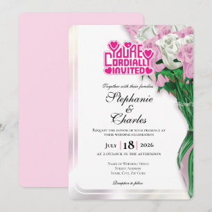 Convite de Casamento Rosa Pink - Letreiro Rosa 3