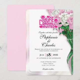 Convite de Casamento Rosa Pink - Letreiro Rosa 3