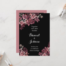Convite de Casamento Rosa Po dusty Bordeaux