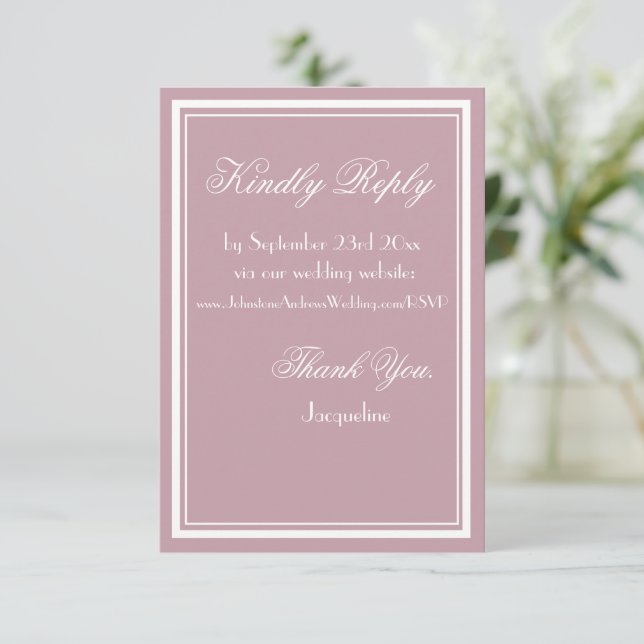 Convite de Casamento Rosa Po dusty com lindo Scrip (Em pé/Frente)